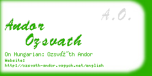 andor ozsvath business card